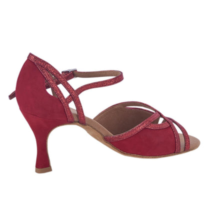 Rummos Damen Tanzschuhe Claire 135-028 - Obermaterial: Glitter/Nubuck - Farbe: Rot - Weite: Normal - Absatz: 60R Flare - Größe: EUR 33,5