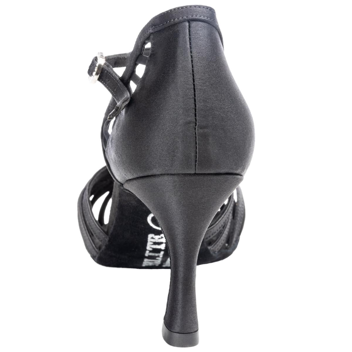 Rummos Damen Latein Tanzschuhe Elite Karina 041 mit Strass-Spange - Material: Satin - Farbe: Schwarz - Weite: Medium (Normal) - Absatz: 60R Flare - Größe: EUR 38