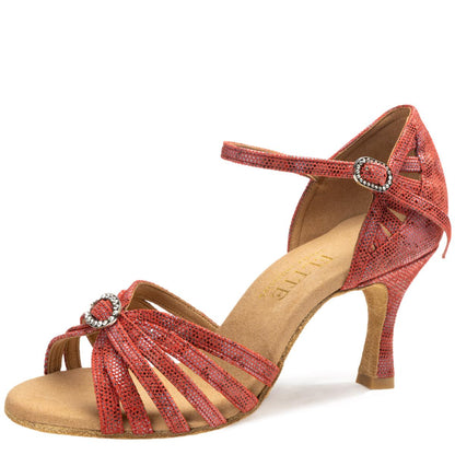 Rummos Damen Latein Tanzschuhe Elite Karina 205 mit Strass-Spange - Material: Leder - Farbe: Histrix Rot - Weite: Medium (Normal) - Absatz: 60R Flare - Größe: EUR 41