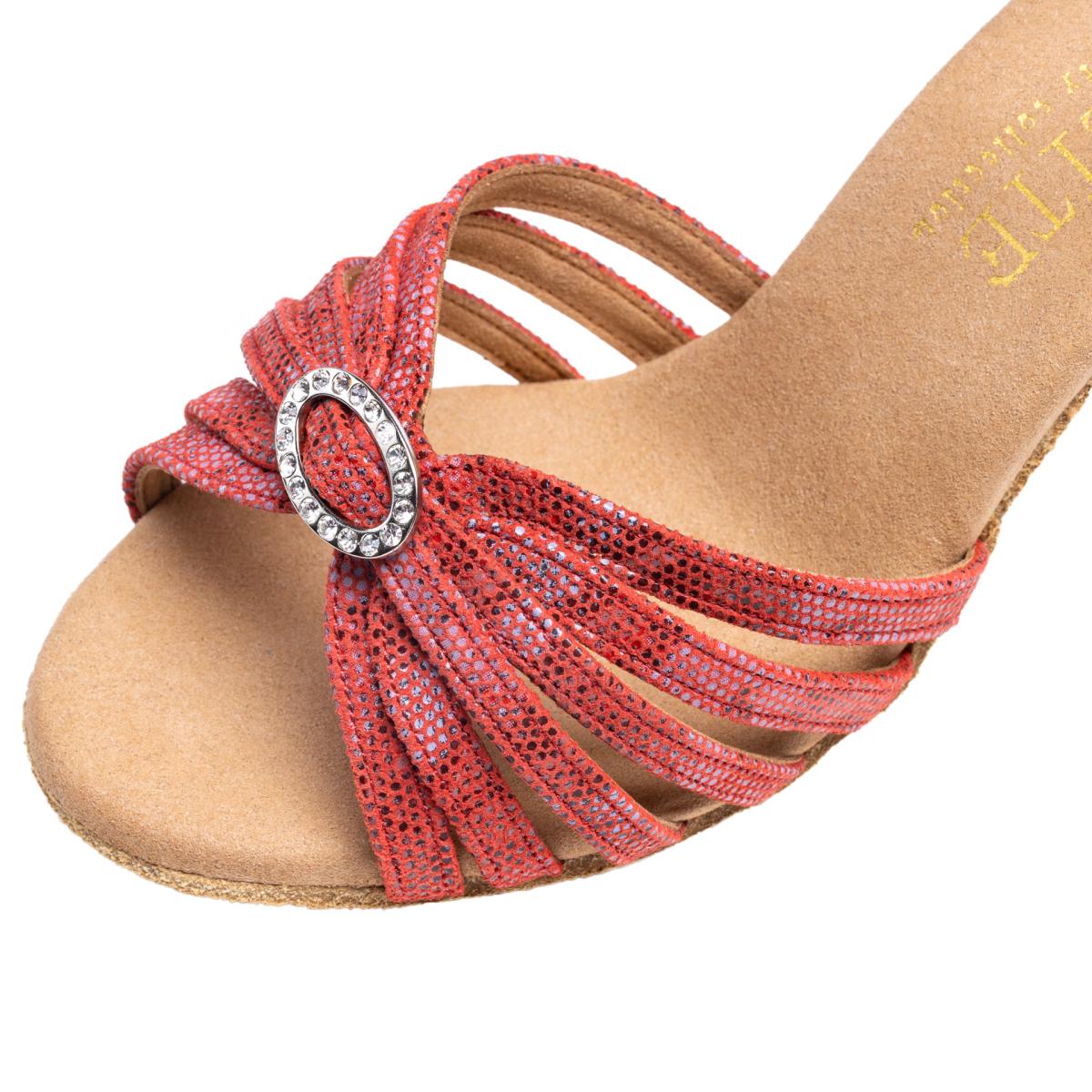Rummos Damen Latein Tanzschuhe Elite Karina 205 mit Strass-Spange - Material: Leder - Farbe: Histrix Rot - Weite: Medium (Normal) - Absatz: 60R Flare - Größe: EUR 38