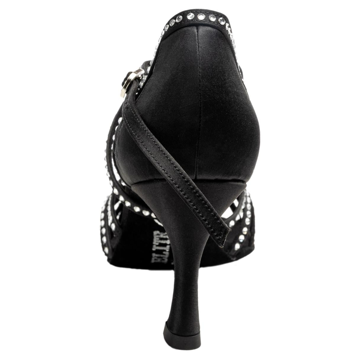 Rummos Damen Latein Tanzschuhe Elite Eris 041S mit Strass - M: Satin - C: Schwarz - W: Medium (Normal) - H: 60R Flare - Si: EUR 38,5