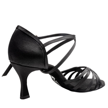 Rummos Damen Latein Tanzschuhe Elite Eris 041 - M: Satin - C: Schwarz - W: Medium (Normal) - H: 60R Flare - Si: EUR 33,5