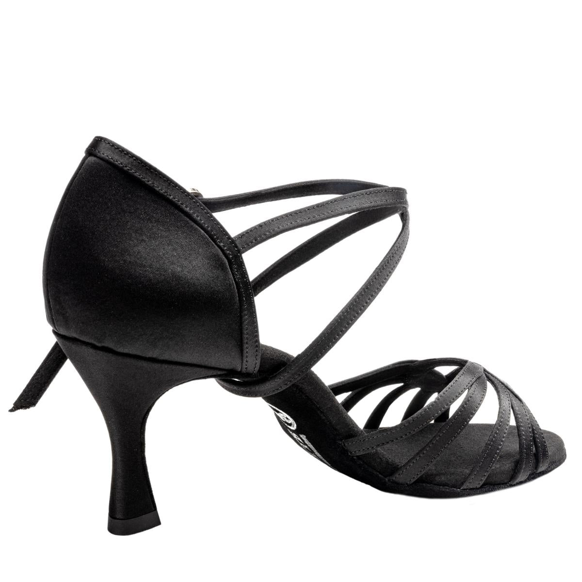 Rummos Damen Latein Tanzschuhe Elite Eris 041 - M: Satin - C: Schwarz - W: Medium (Normal) - H: 60R Flare - Si: EUR 42