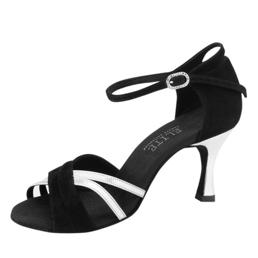 Rummos Damen Tanzschuhe Elite Athena 024/009 - Material: Nubuck/Leder - Farbe: Schwarz/Silber - Weite: Normal - Absatz: 60R Flare - Größe: EUR 40