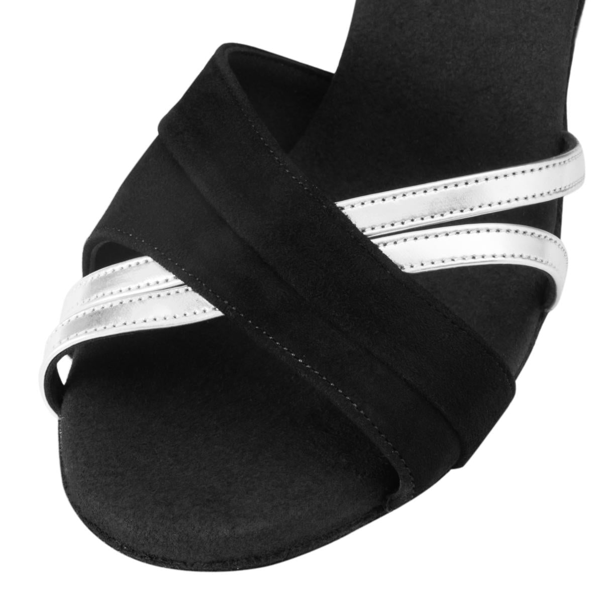 Rummos Damen Tanzschuhe Elite Athena 024/009 - Material: Nubuck/Leder - Farbe: Schwarz/Silber - Weite: Normal - Absatz: 60R Flare - Größe: EUR 36