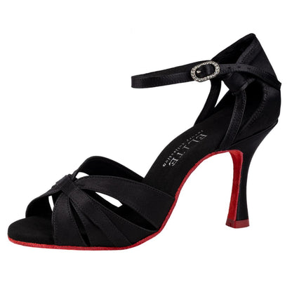 Rummos Damen Latein Tanzschuhe Elite Aura 041 - Material: Satin - Farbe: Schwarz - Weite: Normal - Absatz: 70R Flare - Größe: EUR 35