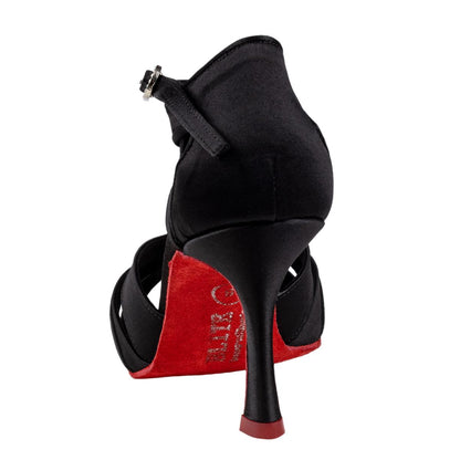 Rummos Damen Latein Tanzschuhe Elite Aura 041 - Material: Satin - Farbe: Schwarz - Weite: Normal - Absatz: 70R Flare - Größe: EUR 38
