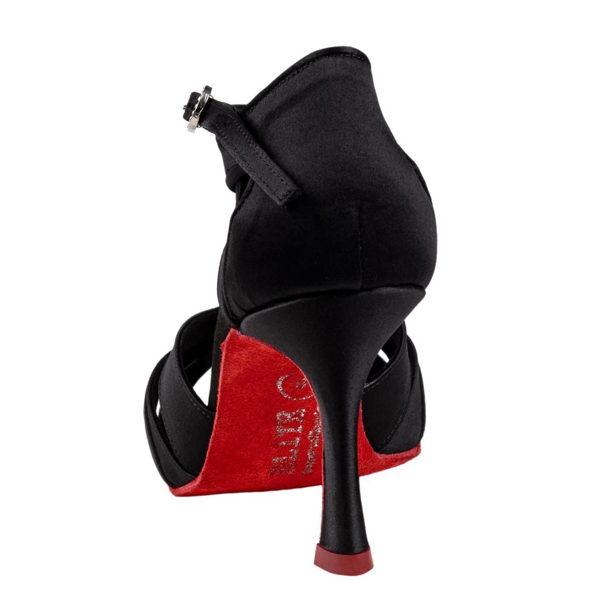 Rummos Damen Latein Tanzschuhe Elite Aura 041 - Material: Satin - Farbe: Schwarz - Weite: Normal - Absatz: 70R Flare - Größe: EUR 35,5