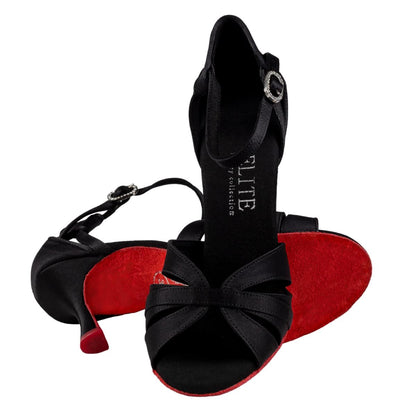 Rummos Damen Latein Tanzschuhe Elite Aura 041 - Material: Satin - Farbe: Schwarz - Weite: Normal - Absatz: 70R Flare - Größe: EUR 38