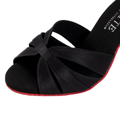 Rummos Damen Latein Tanzschuhe Elite Aura 041 - Material: Satin - Farbe: Schwarz - Weite: Normal - Absatz: 70R Flare - Größe: EUR 38