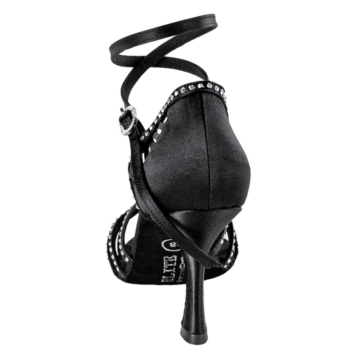 Rummos Damen Tanzschuhe Elite Eris 041S - Material: Satin mit Strass - Farbe: Schwarz - Weite: Normal - Absatz: 70R Flare - Größe: EUR 38