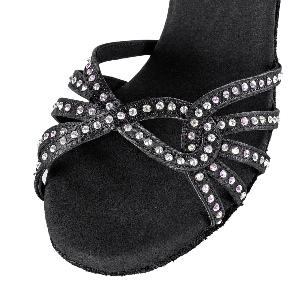 Rummos Damen Tanzschuhe Elite Eris 041S - Material: Satin mit Strass - Farbe: Schwarz - Weite: Normal - Absatz: 70R Flare - Größe: EUR 35,5