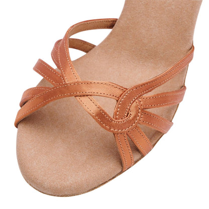 Rummos Damen Tanzschuhe Elite Eris 048 - Obermaterial: Satin - Farbe: Dark Tan - Weite: Normal - Absatz: 60R Flare - Größe: EUR 40