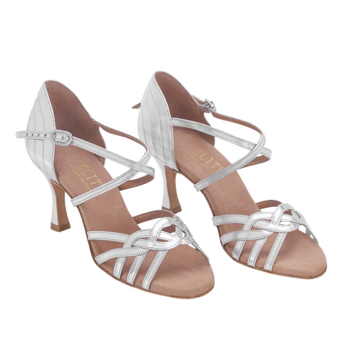 Rummos Damen Tanzschuhe Elite Gaia 009 - Obermaterial: Leder - Farbe: Silber - Weite: Normal - Absatz: 60R Flare - Größe: EUR 36