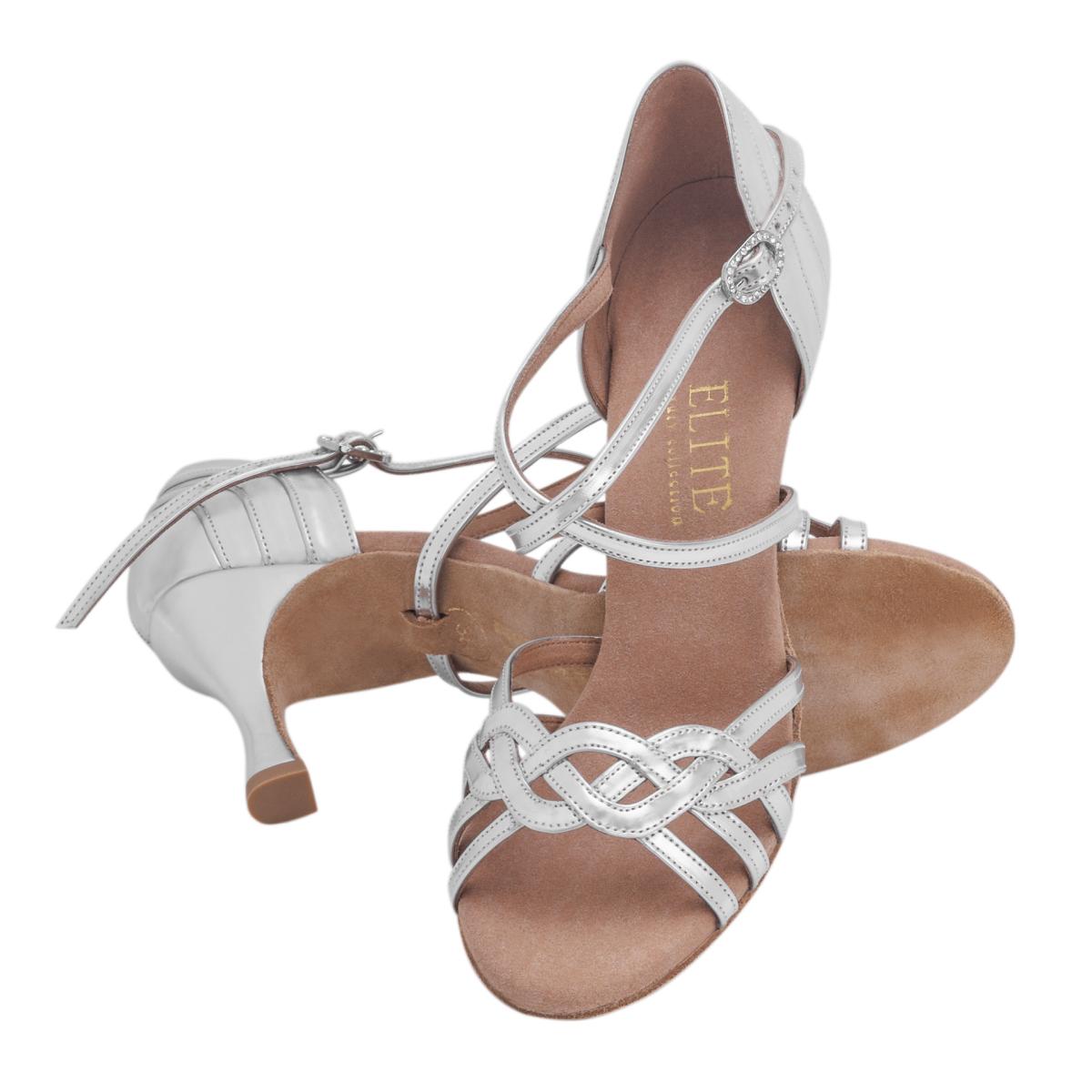 Rummos Damen Tanzschuhe Elite Gaia 009 - Obermaterial: Leder - Farbe: Silber - Weite: Normal - Absatz: 60R Flare - Größe: EUR 35,5