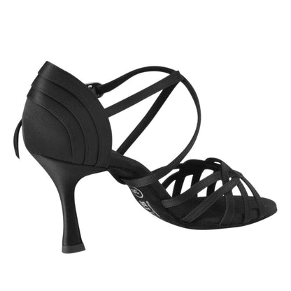 Rummos Damen Tanzschuhe Elite Gaia 041 - Material: Satin - Farbe: Schwarz - Weite: Normal - Absatz: 70R Flare - Größe: EUR 33,5