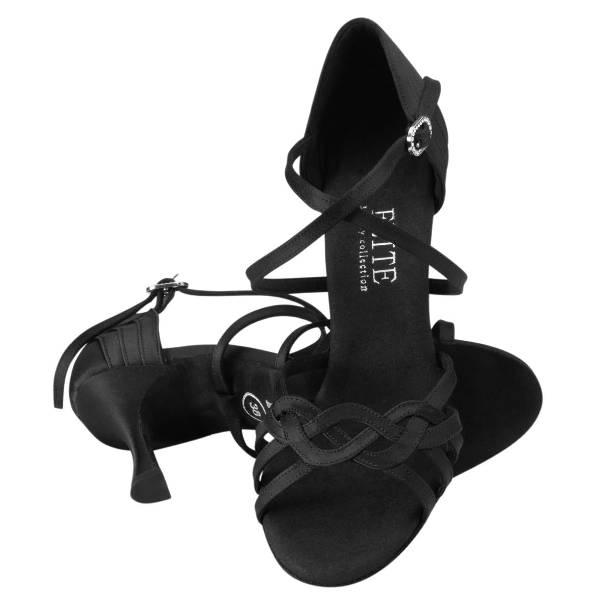 Rummos Damen Tanzschuhe Elite Gaia 041 - Material: Satin - Farbe: Schwarz - Weite: Normal - Absatz: 70R Flare - Größe: EUR 33,5