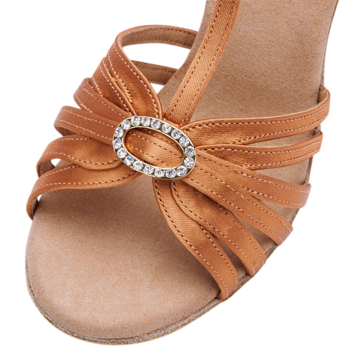 Rummos Damen Tanzschuhe Elite Karina 048 - Obermaterial: Satin - Farbe: Dark Tan - Weite: Normal - Absatz: 60R Flare - Größe: EUR 40,5