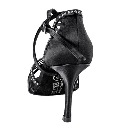 Rummos Damen Tanzschuhe Elite Luna 041S - Material: Satin - Farbe: Schwarz - Weite: Normal - Absatz: 80E Stiletto - Größe: EUR 36