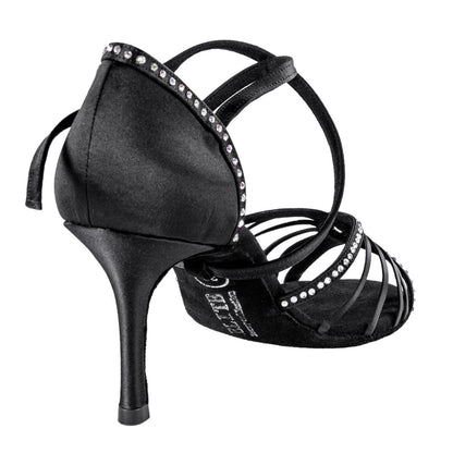Rummos Damen Tanzschuhe Elite Luna 041S - Material: Satin - Farbe: Schwarz - Weite: Normal - Absatz: 80E Stiletto - Größe: EUR 36