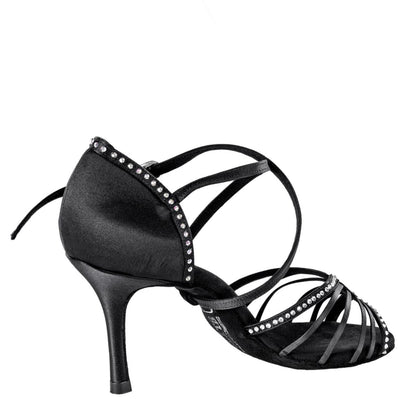 Rummos Damen Tanzschuhe Elite Luna 041S - Material: Satin - Farbe: Schwarz - Weite: Normal - Absatz: 80E Stiletto - Größe: EUR 37