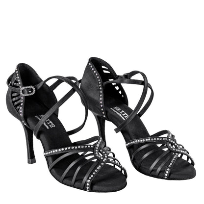 Rummos Damen Tanzschuhe Elite Luna 041S - Material: Satin - Farbe: Schwarz - Weite: Normal - Absatz: 80E Stiletto - Größe: EUR 33,5