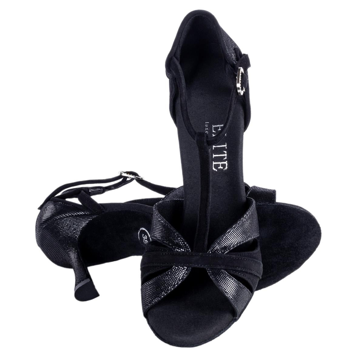 Rummos Damen Tanzschuhe Elite Martina 024/061 - Material: Nubuck/Leder - Farbe: Schwarz - Weite: Normal - Absatz: 70R Flare - Größe: EUR 33,5