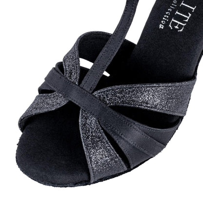 Rummos Damen Tanzschuhe Elite Martina 041/131 - Material: Satin/Glitzer - Farbe: Schwarz - Weite: Normal - Absatz: 70R Flare - Größe: EUR 33