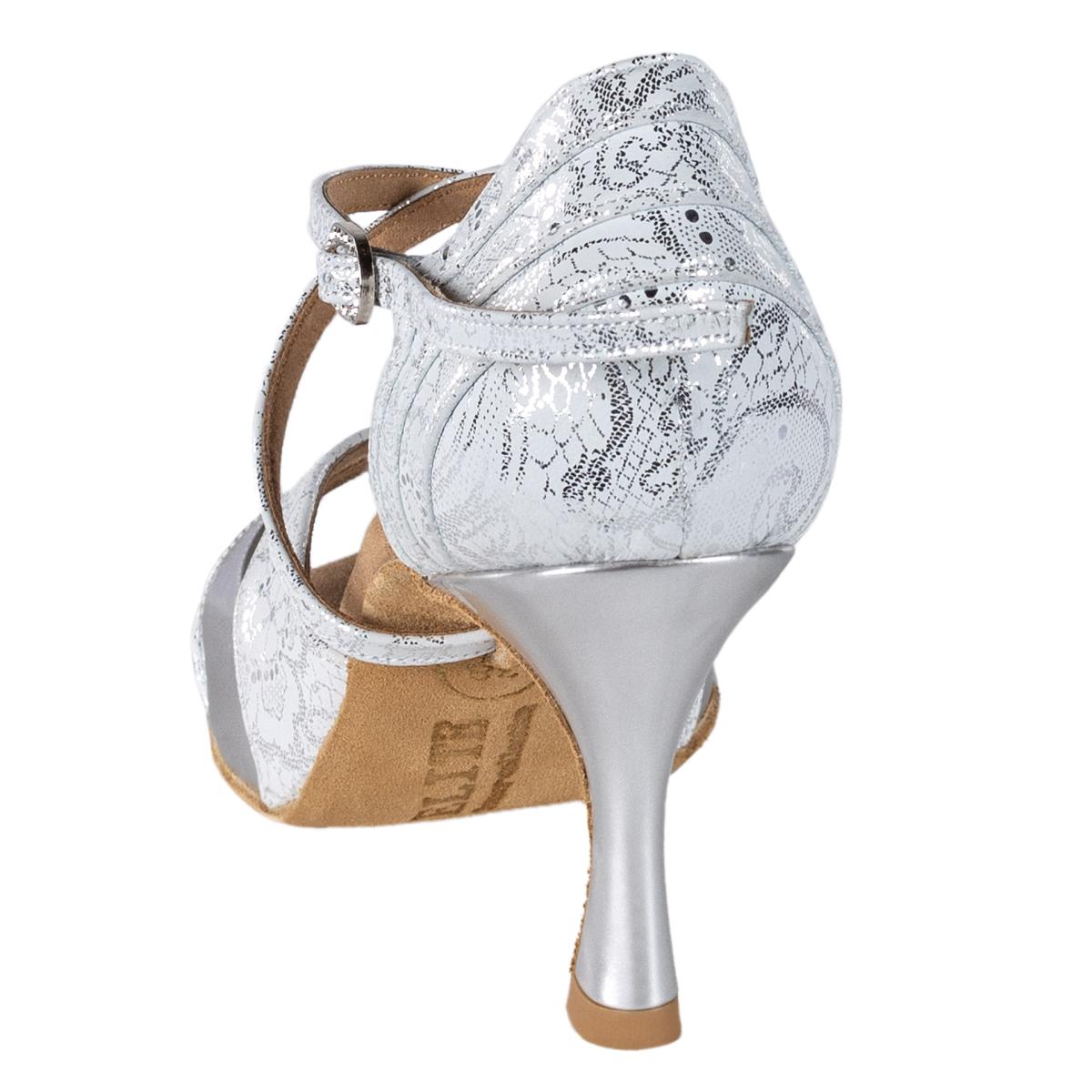 Rummos Damen Tanzschuhe Elite Paloma 084/009 - Material: Leder - Farbe: Weiß/Silber - Weite: Normal - Absatz: 60R Flare - Größe: EUR 41