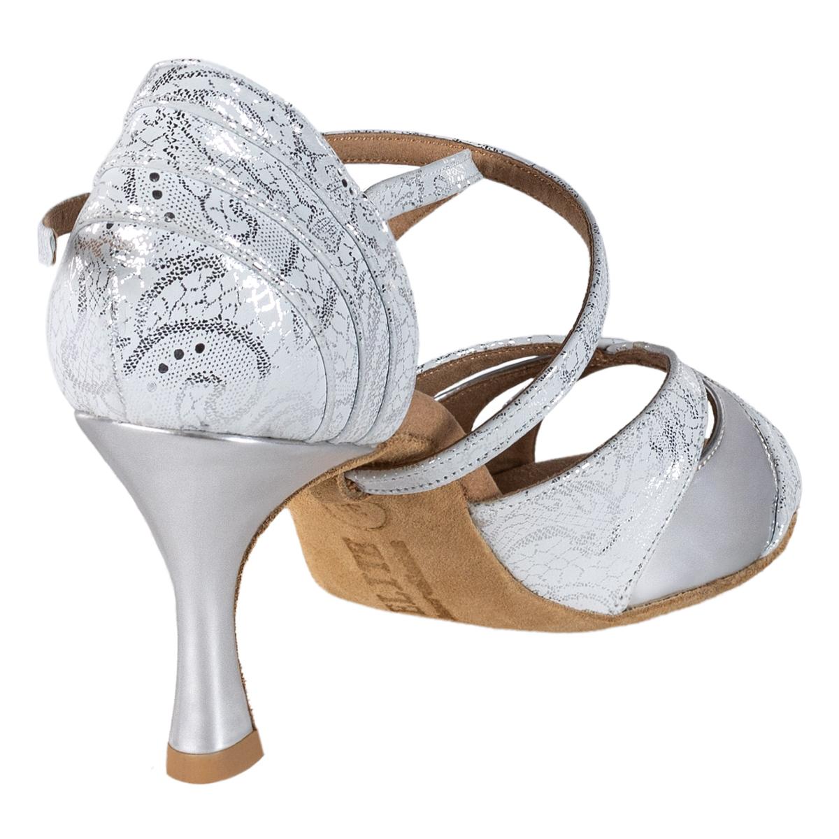 Rummos Damen Tanzschuhe Elite Paloma 084/009 - Material: Leder - Farbe: Weiß/Silber - Weite: Normal - Absatz: 60R Flare - Größe: EUR 37