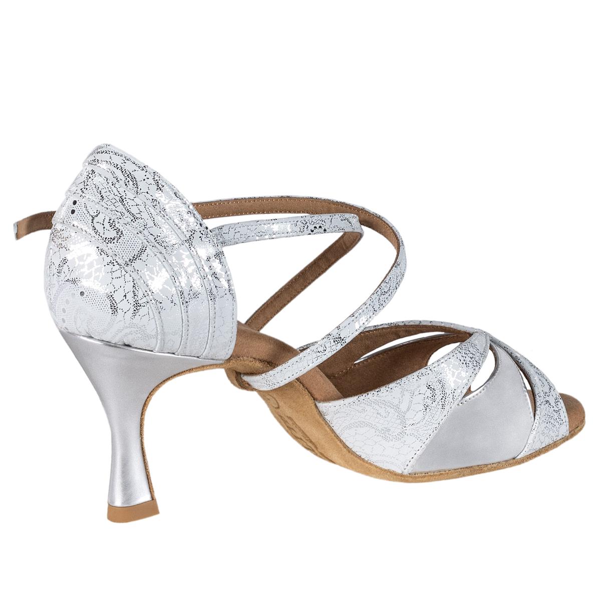 Rummos Damen Tanzschuhe Elite Paloma 084/009 - Material: Leder - Farbe: Weiß/Silber - Weite: Normal - Absatz: 60R Flare - Größe: EUR 37
