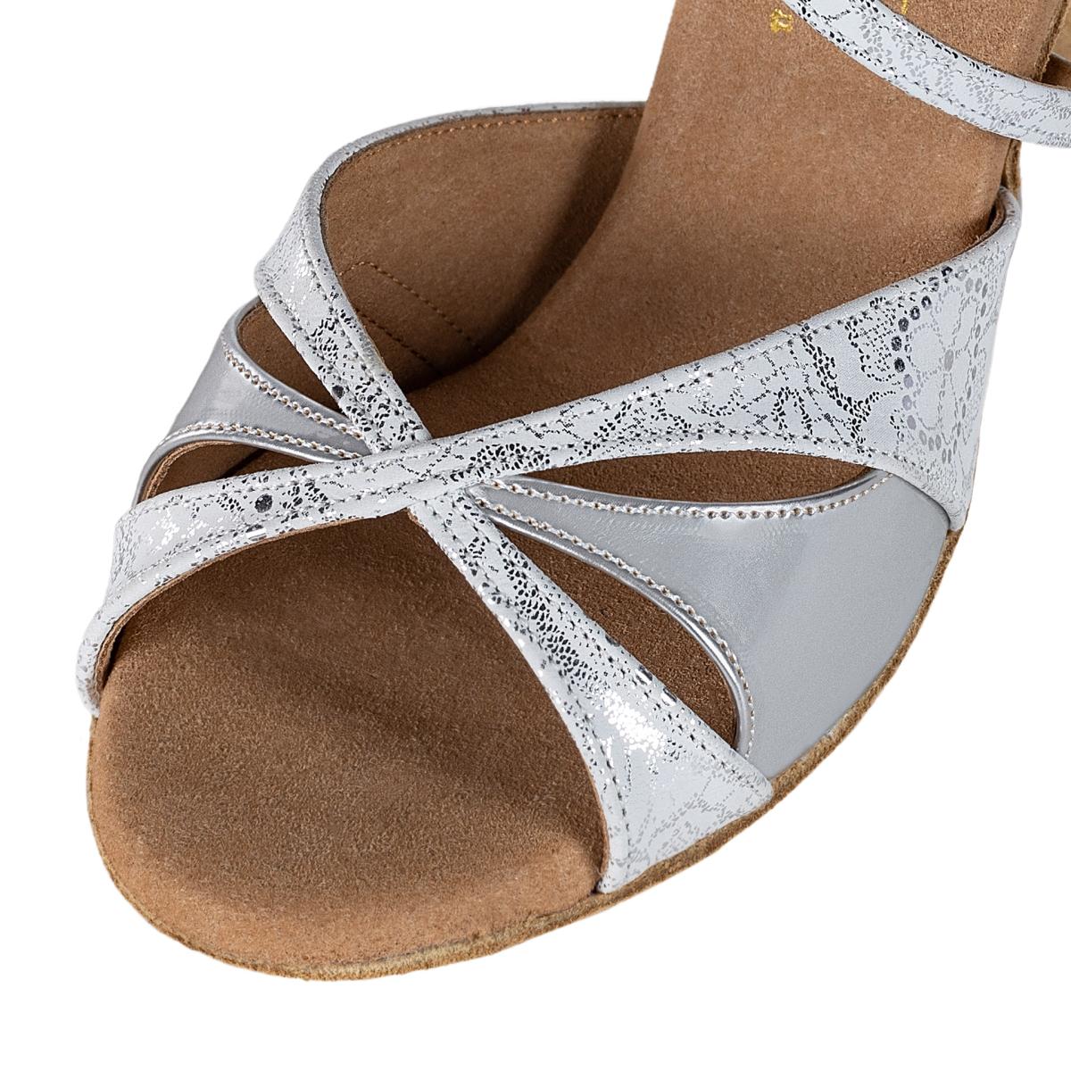 Rummos Damen Tanzschuhe Elite Paloma 084/009 - Material: Leder - Farbe: Weiß/Silber - Weite: Normal - Absatz: 60R Flare - Größe: EUR 38
