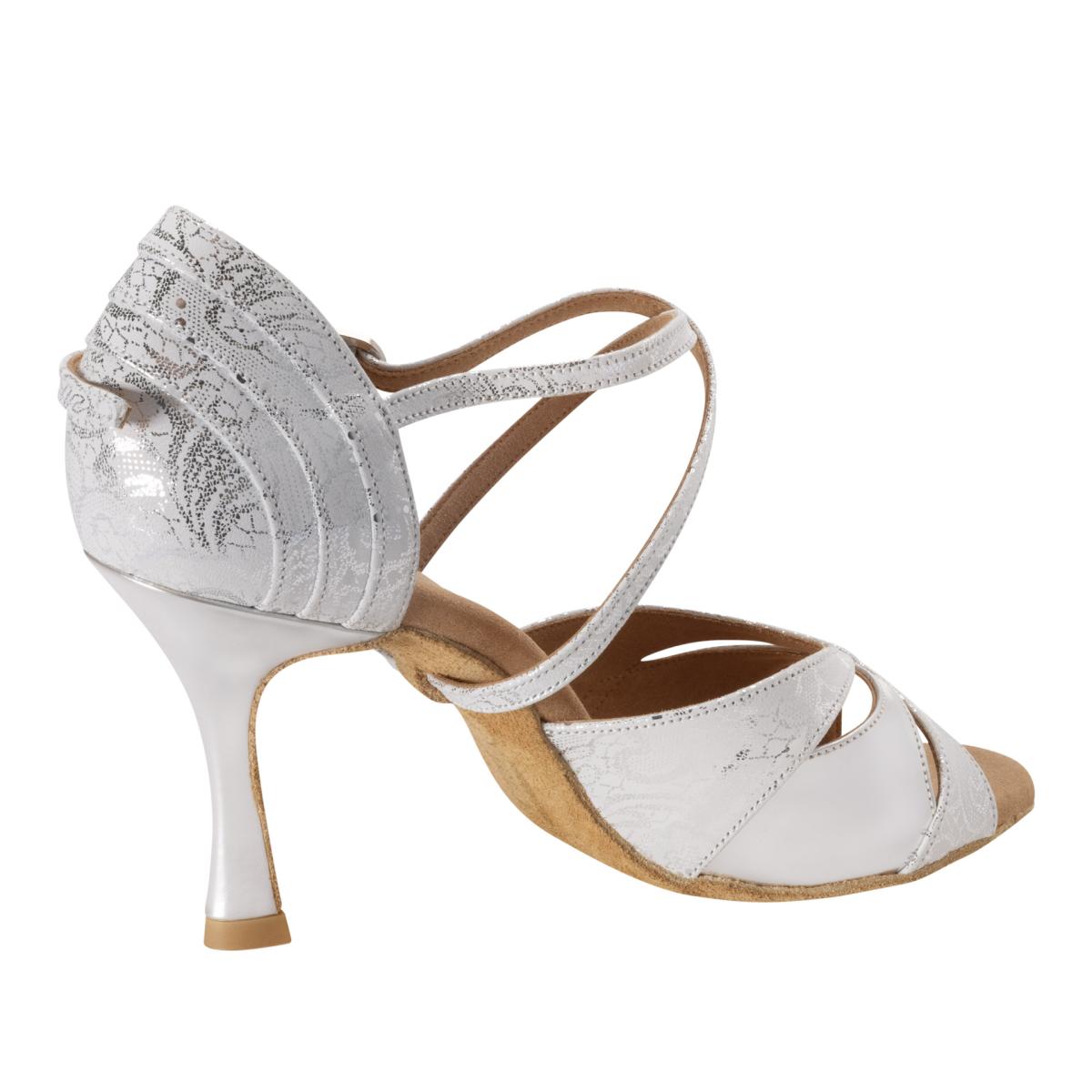Rummos Damen Tanzschuhe Elite Paloma 084/009 - Material: Leder - Farbe: Weiß/Silber - Weite: Normal - Absatz: 70R Flare - Größe: EUR 40,5