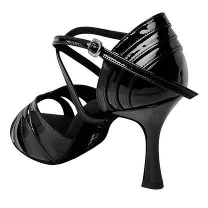 Rummos Damen Tanzschuhe Elite Paris 035 - Obermaterial: Lack - Farbe: Schwarz - Weite: Normal - Absatz: 70R Flare - Größe: EUR 33