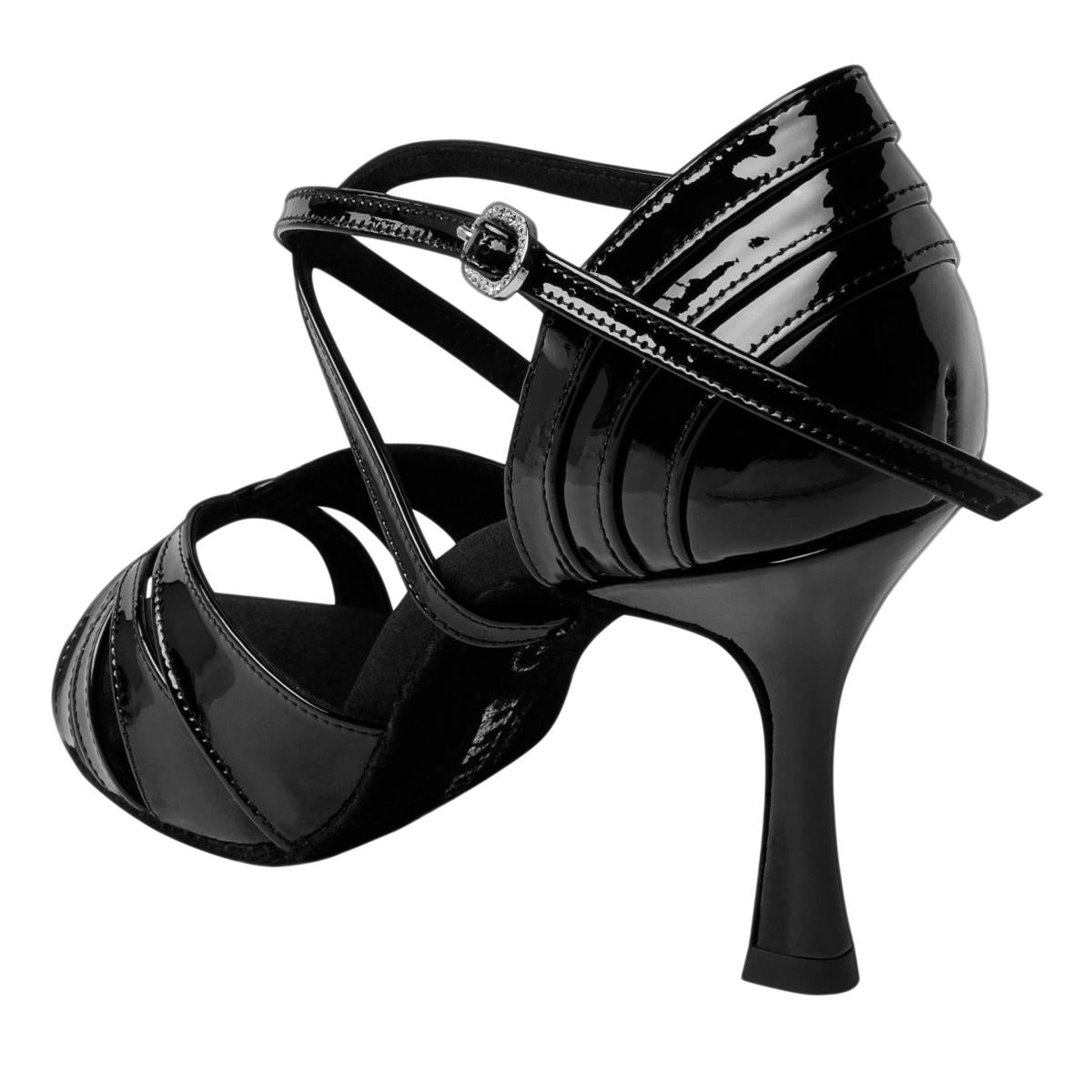 Rummos Damen Tanzschuhe Elite Paris 035 - Obermaterial: Lack - Farbe: Schwarz - Weite: Normal - Absatz: 70R Flare - Größe: EUR 38,5