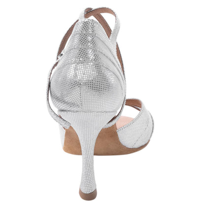 Rummos Damen Tanzschuhe Elite Paris 069 - Obermaterial: Leder - Farbe: Silber Diva - Weite: Normal - Absatz: 70R Flare - Größe: EUR 33,5