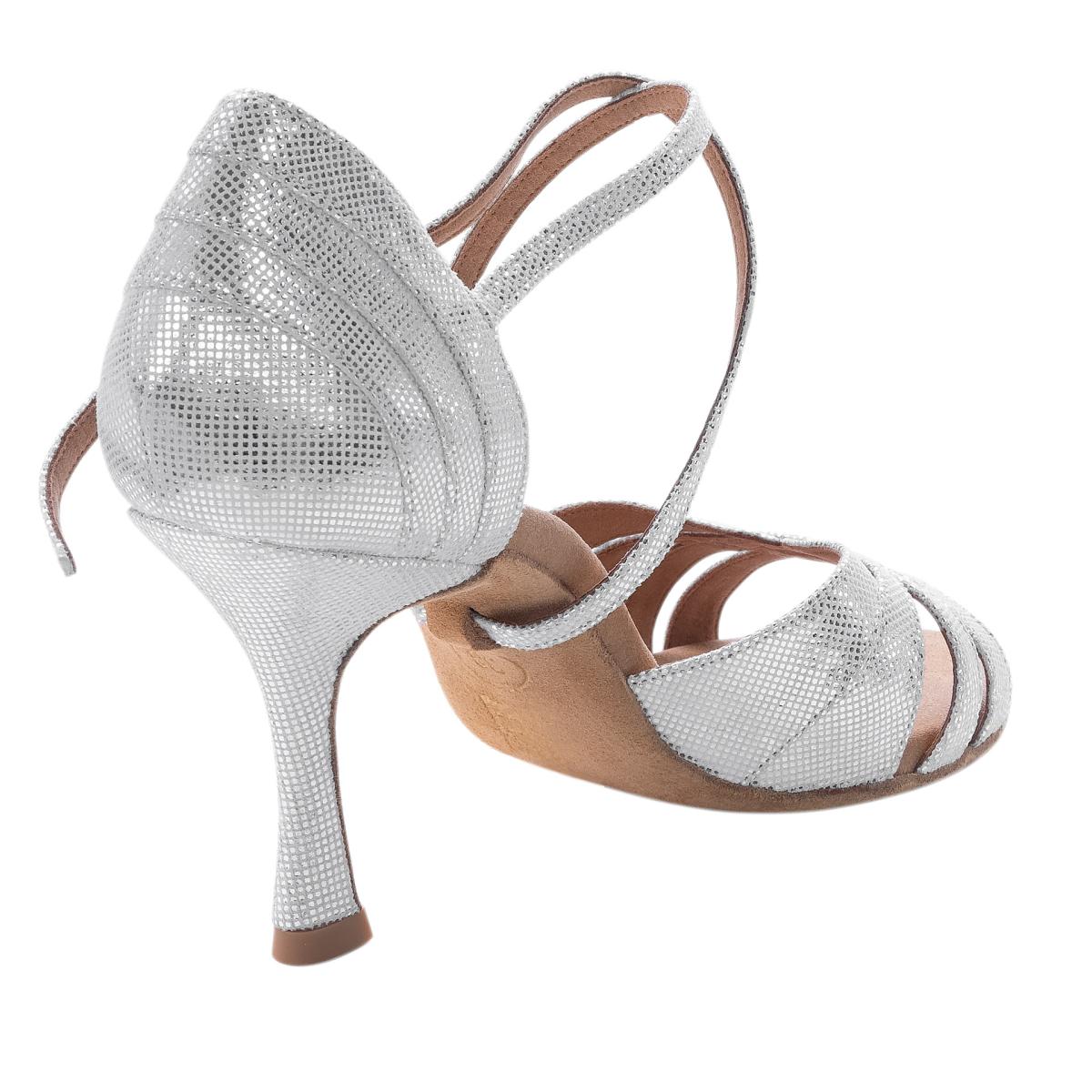 Rummos Damen Tanzschuhe Elite Paris 069 - Obermaterial: Leder - Farbe: Silber Diva - Weite: Normal - Absatz: 70R Flare - Größe: EUR 34,5