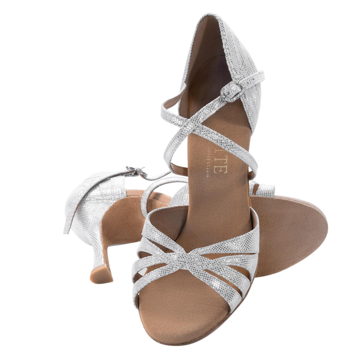 Rummos Damen Tanzschuhe Elite Paris 069 - Obermaterial: Leder - Farbe: Silber Diva - Weite: Normal - Absatz: 70R Flare - Größe: EUR 34,5