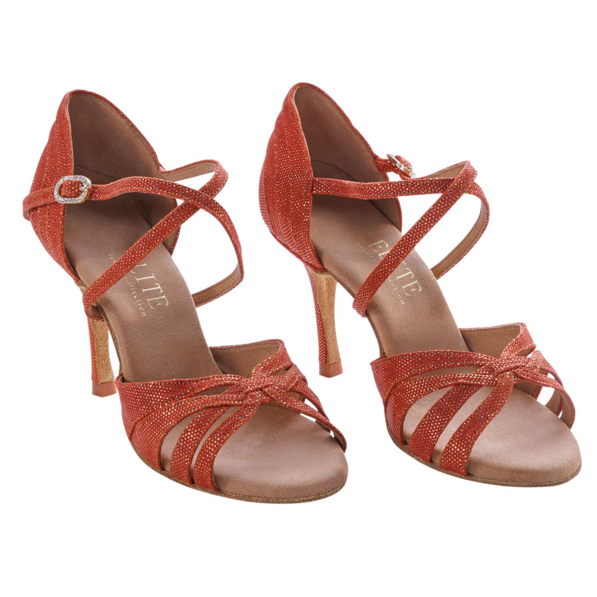 Rummos Damen Tanzschuhe Elite Paris 548 - Obermaterial: Leder - Farbe: Dark Tan Shiny - Weite: Normal - Absatz: 80E Stiletto - Größe: EUR 34,5