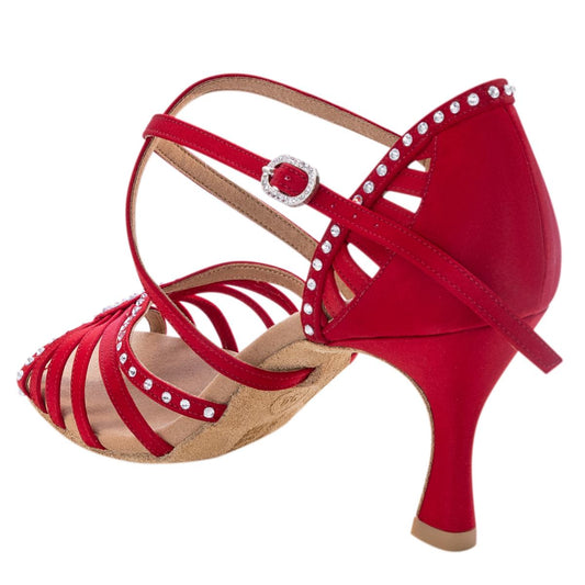 Rummos Damen Tanzschuhe Elite Luna 049S - Obermaterial: Satin - Farbe: Rot - Weite: Normal - Absatz: 60R Flare - Größe: EUR 35,5