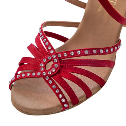 Rummos Damen Tanzschuhe Elite Luna 049S - Obermaterial: Satin - Farbe: Rot - Weite: Normal - Absatz: 60R Flare - Größe: EUR 33,5