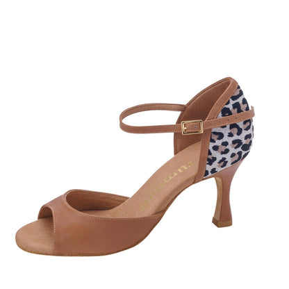 Rummos Damen Tanzschuhe Gabi 246-021 - Obermaterial: Leder - Farbe: Beige/Leopard - Weite: Normal - Absatz: 60R Flare - Größe: EUR 33