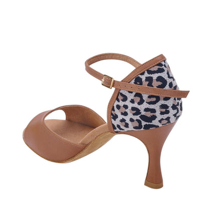 Rummos Damen Tanzschuhe Gabi 246-021 - Obermaterial: Leder - Farbe: Beige/Leopard - Weite: Normal - Absatz: 60R Flare - Größe: EUR 33
