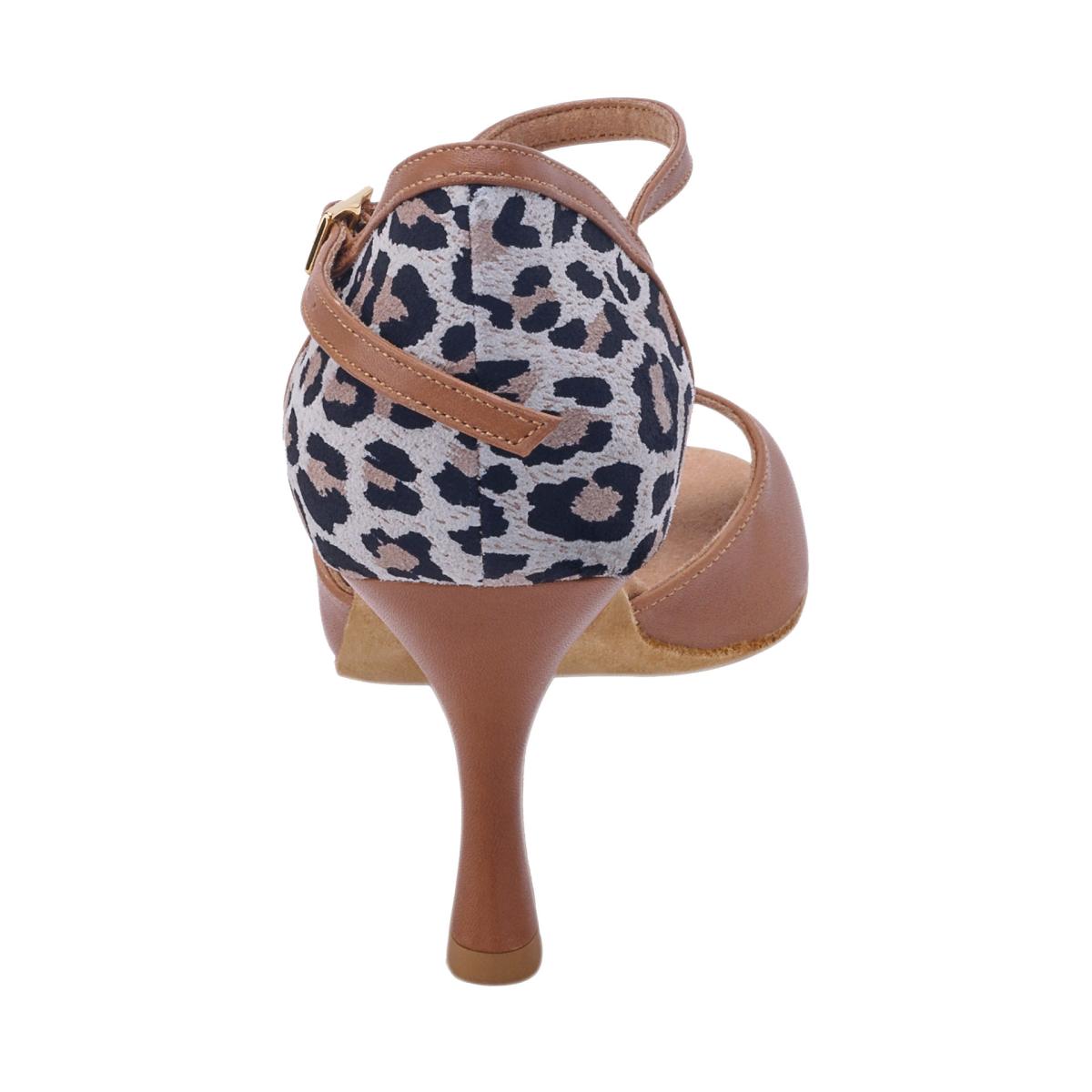 Rummos Damen Tanzschuhe Gabi 246-021 - Obermaterial: Leder - Farbe: Beige/Leopard - Weite: Normal - Absatz: 60R Flare - Größe: EUR 38