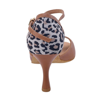 Rummos Damen Tanzschuhe Gabi 246-021 - Obermaterial: Leder - Farbe: Beige/Leopard - Weite: Normal - Absatz: 60R Flare - Größe: EUR 38