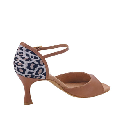 Rummos Damen Tanzschuhe Gabi 246-021 - Obermaterial: Leder - Farbe: Beige/Leopard - Weite: Normal - Absatz: 60R Flare - Größe: EUR 38,5