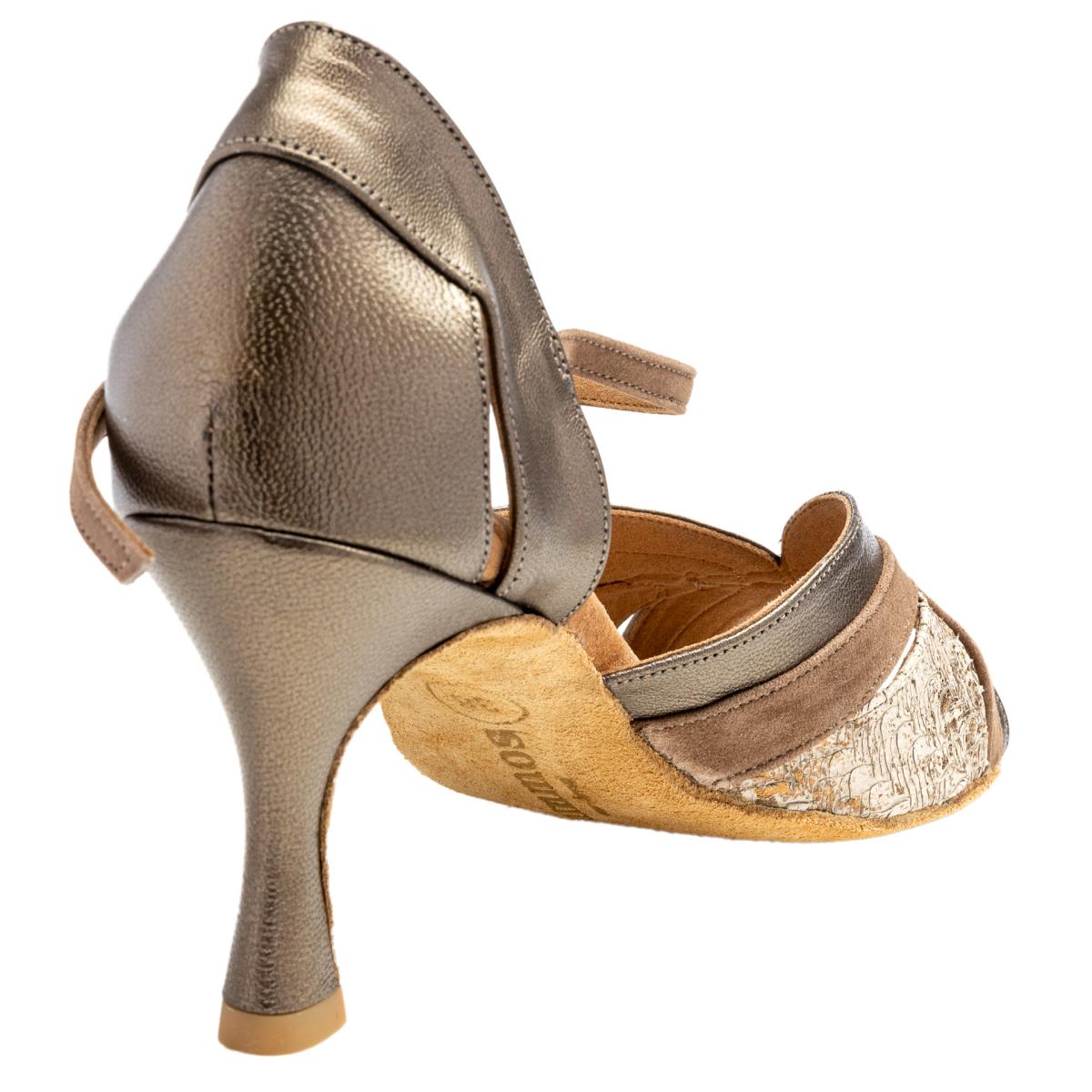 Rummos Damen Tanzschuhe Isabel 148-023-198 - Material: Leder/Nubuck - Farbe: BronzMetal/Taupe - Weite: Medium (Normal) - Absatz: 60R Flare - Größe: EUR 35.5
