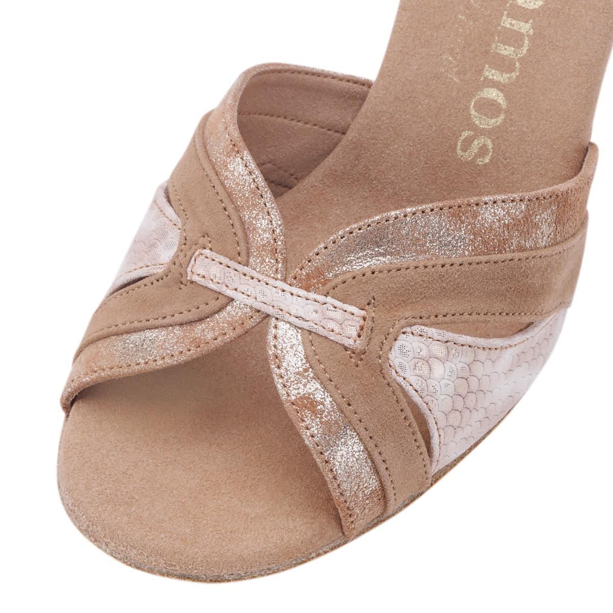 Rummos Damen Tanzschuhe Isabel 168-027 - Obermaterial: Leder/Nubuck - Farbe: TanCuarzo/LigBrown - Weite: Normal - Absatz: 70R Flare - Größe: EUR 33