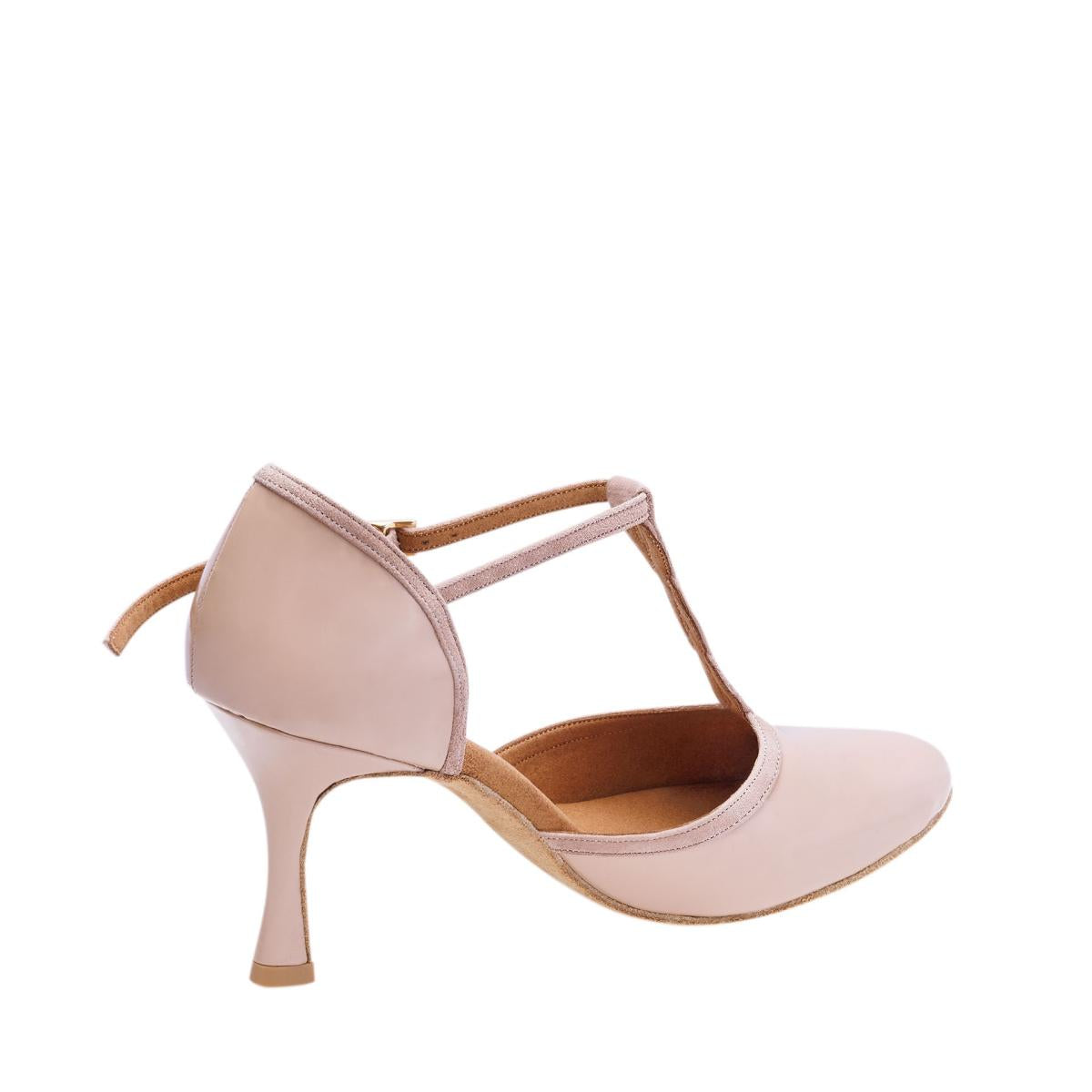 Rummos Damen Tanzschuhe Karen 033-077 - Obermaterial: Lack/Nubuck - Farbe: Nude/Tan - Weite: Normal - Absatz: 70R Flare - Größe: EUR 38