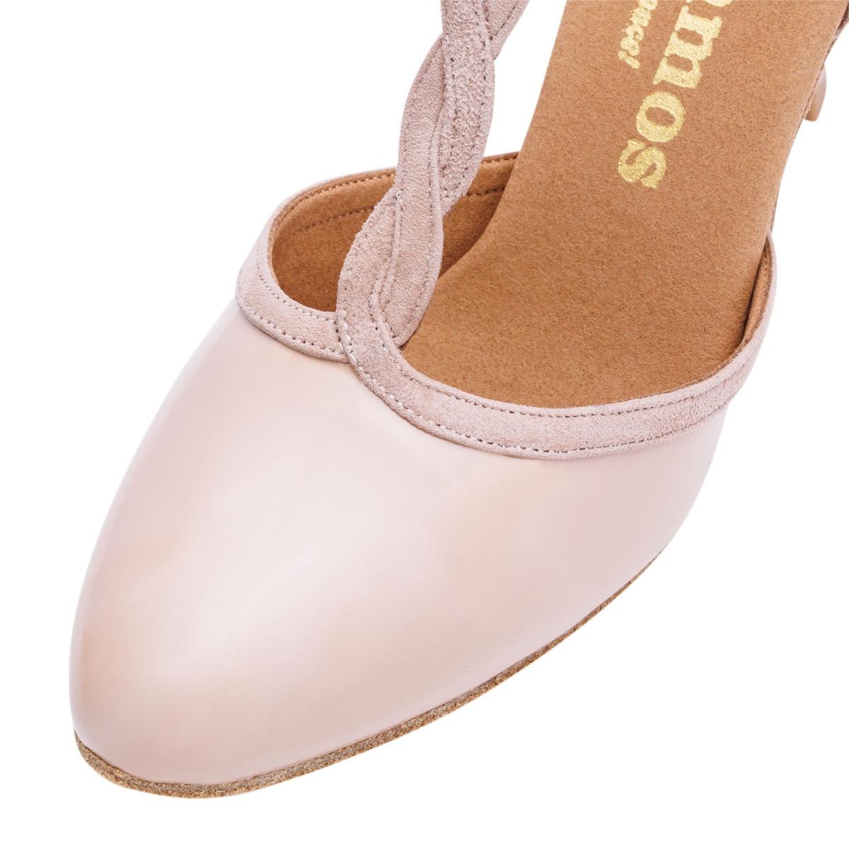 Rummos Damen Tanzschuhe Karen 033-077 - Obermaterial: Lack/Nubuck - Farbe: Nude/Tan - Weite: Normal - Absatz: 70R Flare - Größe: EUR 35